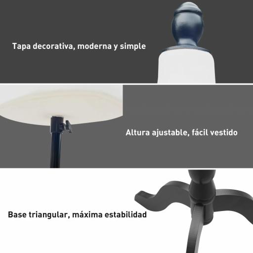 Maniquí de Costura Femenino Maniquí de Costura Ajustable a 130-168 cm con Trípode de Madera para Fotografía de Moda Exposición de Prendas Blanco [5]