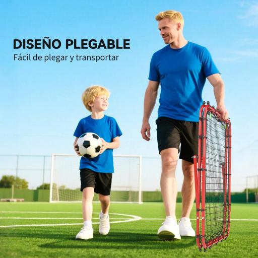 Red de Rebote Plegable con Ángulo Ajustable para Entrenamiento de Fútbol Béisbol y Tenis 100x95x90 cm Rojo [6]
