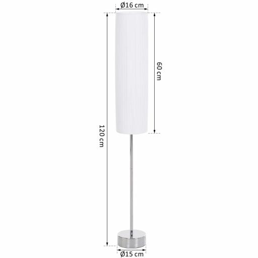 Lámpara de Pie Moderna para Dormitorio Estudio Salón (2 E27 Bombilla) Interruptor de y Bajo Consumo con Base de Acero Inoxidable 120 cm Blanco [1]