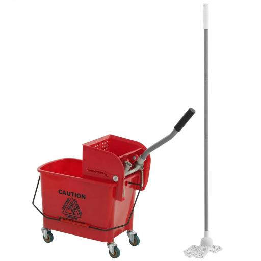 Cubo de Fregar con Escurridor Panel Separador y Ruedas Capacidad 20L para Limpieza Doméstica 45x26,5x70 cm Rojo [9]