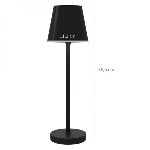 Lámpara de Mesita de Noche Inalámbrica con Luces LED Lámpara de Mesa USB-C Recargable 3 Colores Ø11,2x36,5 cm Negro [1]