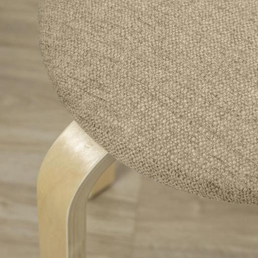 Juego de 4 Taburetes Redondos de Madera Apilables con Asiento Acolchado para Cocina Comedor Dormitorio Caqui [3]