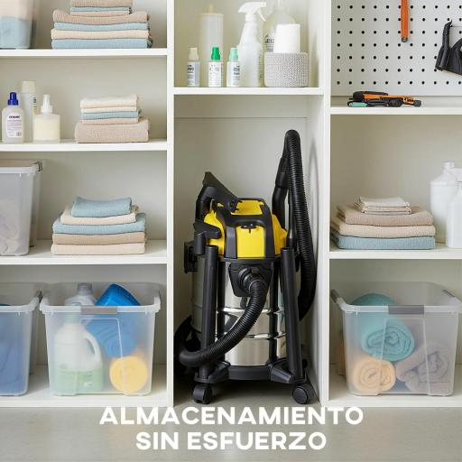 Aspirador en Seco y Húmedo 3 en 1 1200W con Función de Soplador Manguera 2 m Depósito Inoxidable 20L Amarillo [3]