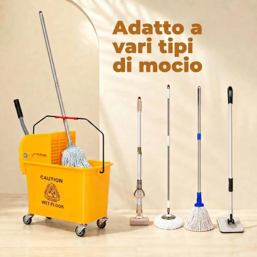 Cubo de Fregar 20L con Ruedas y Escurridor Cubo para Fregona con Separador de Agua 60x27x70,5 cm Amarillo [5]