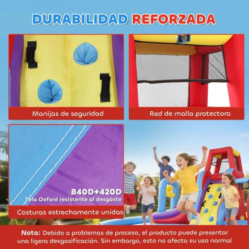 Castillo Hinchable Acuático con Soplador 550W Tobogán Pared de Escalada Piscina Aro de Baloncesto Portería de Fútbol [6]