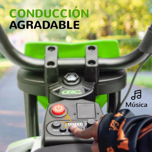 Moto Eléctrica para Niños de +3 Años con Batería 12V Música y Ruedas Auxiliares Carga 30 kg Verde [3]