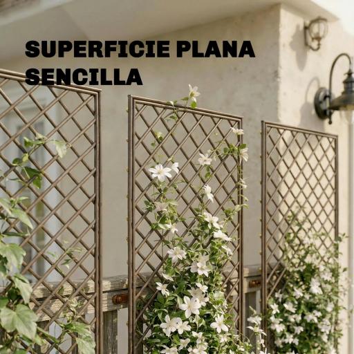 Juego de 3 Enrejados de Jardín de Mimbre Soportes para Plantas Trepadoras con Parte Superior Plana 43x112 cm Natural [6]