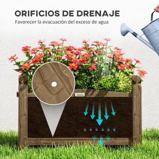 Jardinera de Madera Elevada para Cultivar Plantas Flores Hierba para Jardín Balcón Terraza 60x39x37 cm Café Oscuro [4]
