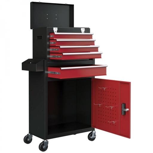 Carro de Herramientas Caja de Herramientas de Acero Carro de Taller con Ruedas Puerta y Cajones para Taller Garaje Rojo [9]