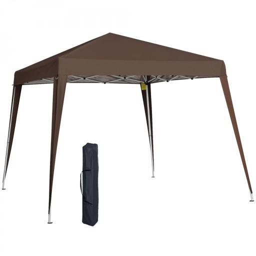 Carpa Plegable 3x3 m Pop-up Cenador de Jardín Altura Ajustable con Bolsa de Transporte Anti-UV Impermeable Café [8]