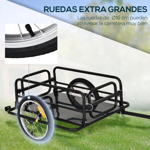 Remolque de Bicicleta Plegable para Carga 40kg Carga de Equipaje con Marco de Acero Ligero y Reflectores 139x71,5x49 cm Negro [3]