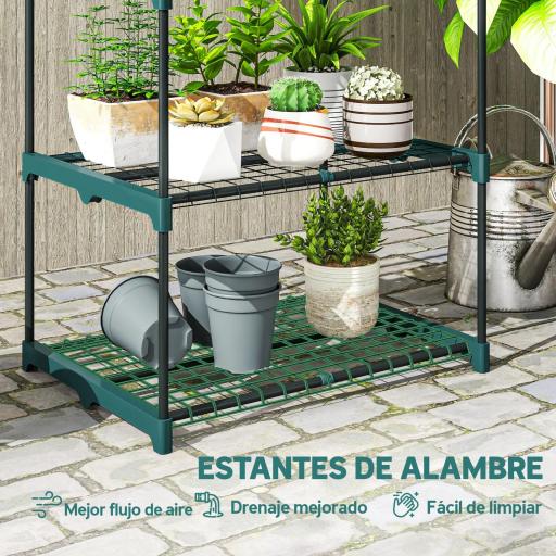 Soporte para Plantas de 4 Niveles Estantería para Plantas de Acero Estantes de Rejilla 67x49x105 cm Verde Oscuro [5]