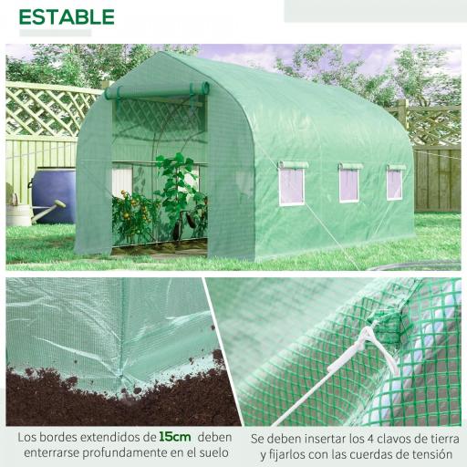 Invernadero de Jardín 4x2x2 m Invernadero de Túnel con 6 Ventanas Transpirables y Puerta Enrollable Verduras Verde [3]