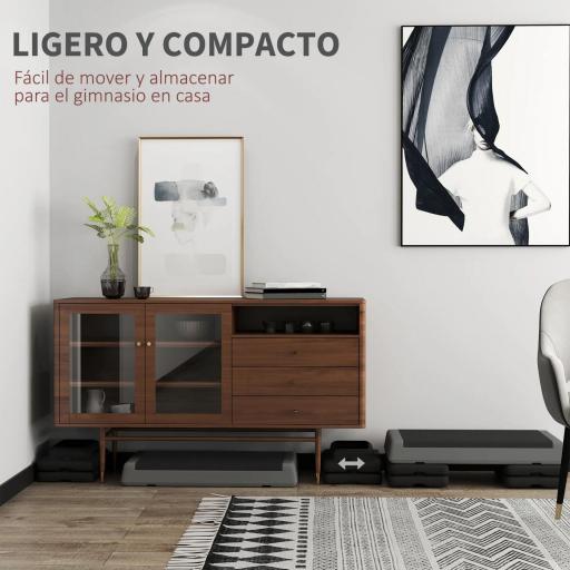 Step de Aeróbic Step para Fitness Antideslizante Altura Regulable 3 Niveles 77x36x20,5cm Gris y Negro [5]