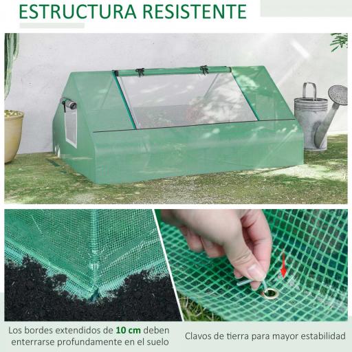 Invernadero Pequeño para Cultivo con 4 Ventanas Enrollables Marco de Acero y Cubierta PE Anti-UV 180x140x80 cm Verde [3]