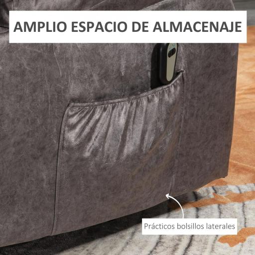 Sillón Levanta Personas Eléctrico con Reclinación hasta 135° Mando a Distancia Reposapiés y 2 Bolsillos Gris [4]