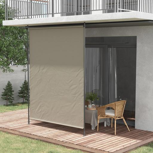 Toldo Vertical Exterior 200x305 cm Pantalla de Privacidad Enrollable Ajustable con Manivela Protección UV 40+ Arena