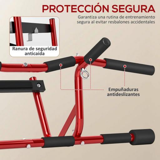 Barra de Dominadas de Pared Carga 150 kg para Ejercicio y Entrenamiento en Casa Gimnasio Rojo y Negro [4]