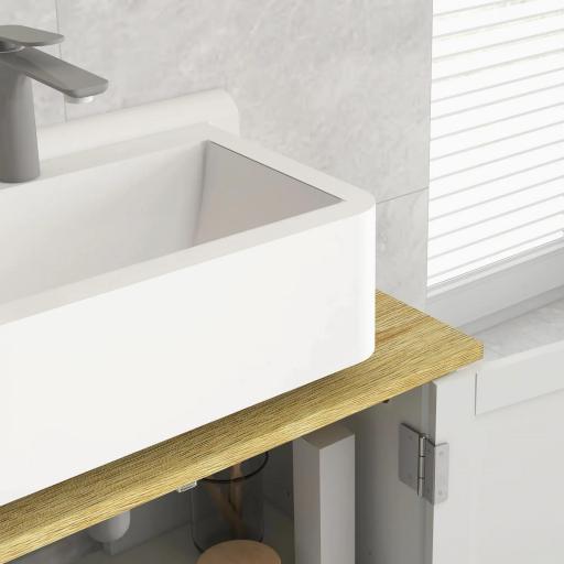 Mueble bajo Lavabo Mueble de Lavabo con Pie con 2 Puertas 2 Mangos y Estante Ajustable sin Lavabo 60x30x60 cm Blanco [6]