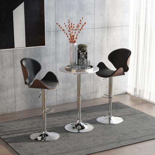 Mesa de Bar Regulable en Altura con Base Redonda y Antideslizante para Cocina Comedor Ø60x69-93 cm Blanco