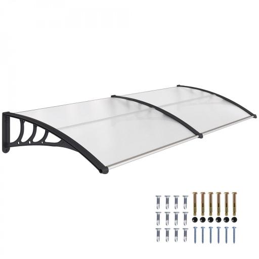 Tejadillo de Protección 195x75 cm Marquesina de Exterior con Paneles de Policarbonato Barras de Aluminio Transparente [9]