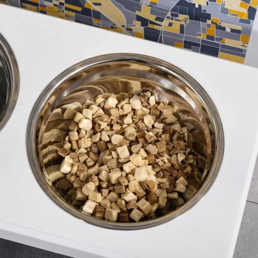 Comedero Elevado para Perros con Soporte y 2 Cuencos Extraíbles de Acero Inoxidable Alimentador para Mascotas Alimento y Agua 44x24x15 cm Blanco [9]