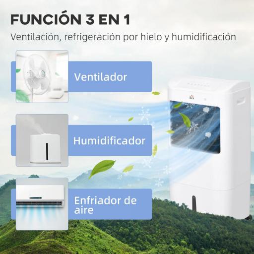 Enfriador de Aire con 3 Velocidades Temporizador 7,5h Tanque de Agua 15L Apto para 15-20 ㎡ 37x32x78 cm Blanco [7]