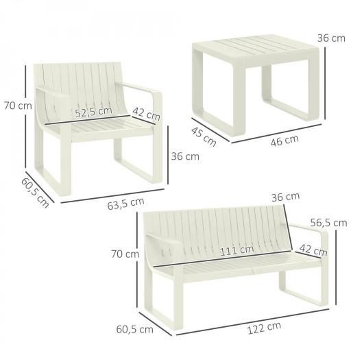 Conjunto de Jardín de 5 Piezas con Sofá de 2 Plazas Sillones y Mesas Diseño de Lamas Polipropileno Impermeable Anti-UV [1]