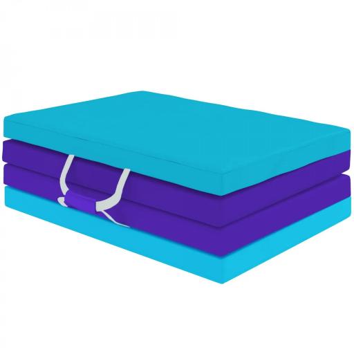 Colchoneta Gimnasia Plegable de 2 Pulgadas de Grosor con Asas de Transporte y Bolsa para Yoga Aeróbic Azul [4]