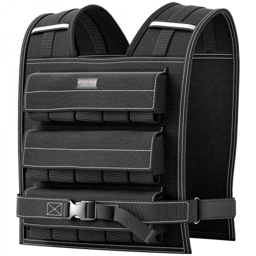 Chaleco de Lastre Ajustable 15 kg con 15 Paquetes de Peso Banda Reflectante para Entrenamiento Fuerza Jogging Negro [8]