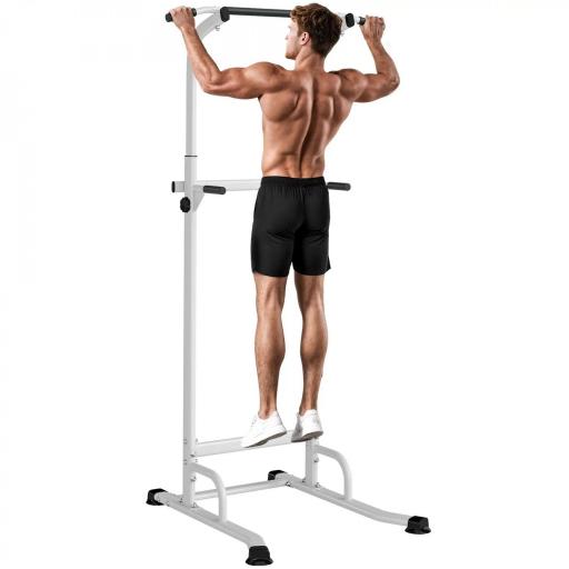 Barra de Dominadas Altura Regulable Estación de Fondos Resistente para Gimnasio en Casa Entrenamiento de Fuerza Blanco [8]