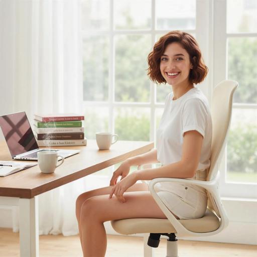 Silla de Oficina Giratoria Altura Ajustable con Reposabrazos Función de Basculante Respaldo Alto 62x56x110-119,5cm Beige