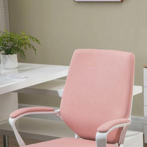 Silla de Escritorio Giratoria Silla de Oficina Basculante con Reposabrazos y Altura Ajustable 62x69x92-100 cm Rosa [6]