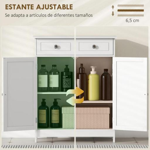 Armario Auxiliar de Baño con Cajones de Estilo Clásico Mueble Auxiliar de Pasillo Dormitorio 60x30x75 cm Blanco [9]
