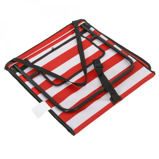 Conjunto de 2 Esterillas de Playa Plegable con Respaldo Reclinable y Bolsa de Transporte 142x51x40 cm Rojo y Blanco [7]