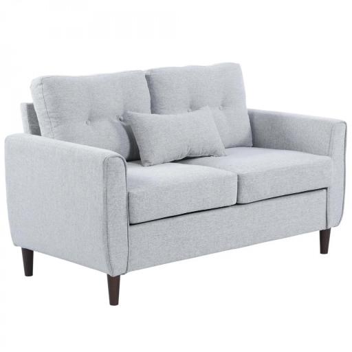 Sofá de 2 Plazas con Cojines y Asiento Acolchado Funda de Almohada Lavable 140x78x83 cm Gris Claro [9]