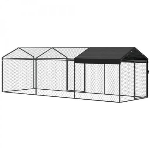 Gallinero para Exterior Grande 3x1x1 m Gallinero Metálico con Cubierta Tela Oxford Anti-UV e Impermeable Negro [7]