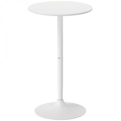 Mesa Alta de Bar Redonda Mesa de Cocina Moderna con Encimera Laminada y Marco de Acero para 2 Personas Ø60x102 cm Blanco [9]