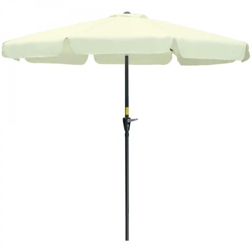 Parasol de Jardín de Aluminio Ø266x248,5 cm con Ángulo Ajustable Protección UV50+ Techo de Ventilación y Manivela Beige [8]