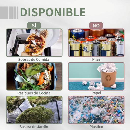 Compostador de Tambor Giratorio con Capacidad 160 Litros de Doble Cámara y Ventilación Marco de Acero 71x65x96cm Negro [5]