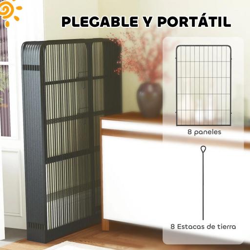 Parque para Perros de 8 Paneles de 100 cm de Altura con Puerta para Interior y Exterior Negro [4]
