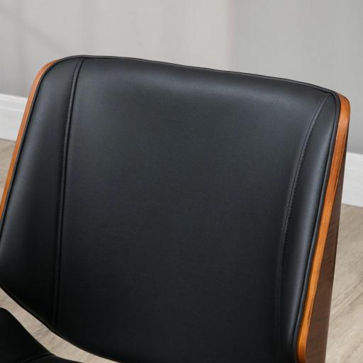 Silla de Oficina Giratoria de PU con Altura Ajustable Función de Inclinación y Ruedas 51x65,5x82-92 cm Negro [7]