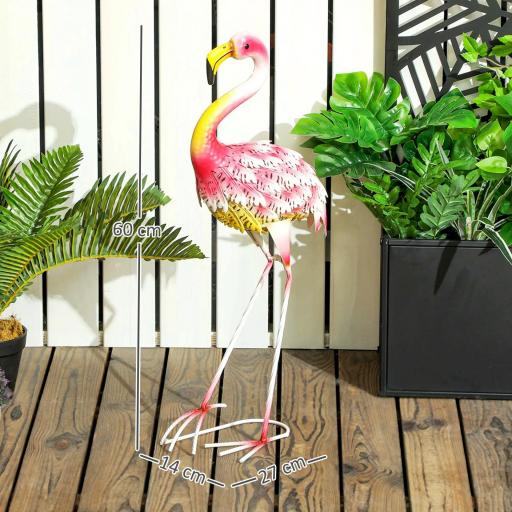 Estatua para Jardín de Flamenco de Metal para Exterior para Decoración de Césped Patio Estanque 27x14x60 cm Rosa [3]