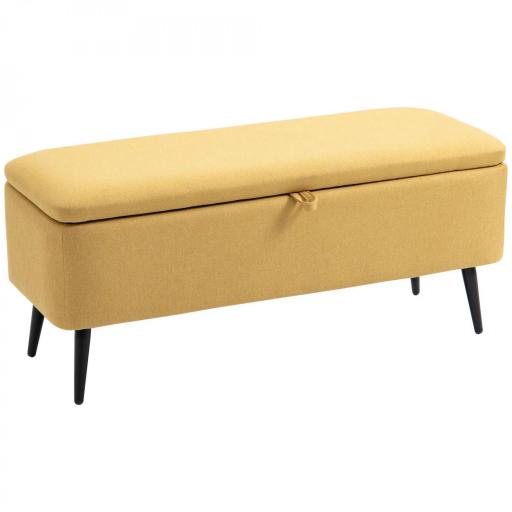 Banco de Almacenamiento con Tapa Abatible y Patas de Acero para Dormitorio Salón Entrada 101x38,5x44,5cm Amarillo [8]