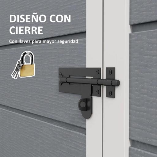 Caseta de Jardín Exterior 151x92x193 cm con Suelo Puerta Corredera y Techo Inclinado para Almacenar Herramientas Gris [5]
