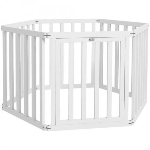 Parque para Mascotas Plegable de 6 Paneles 60x70 cm con Pies de Goma Antideslizantes y Forma Personalizable Blanco [8]