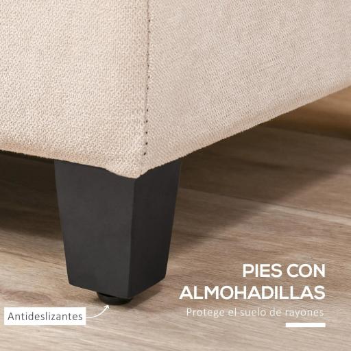 Banco de Almacenamiento Puff de Almacenaje Taburete Tapizado en Lino con Tapa Abatible para Entrada 125x49x41,5 cm Beige [3]