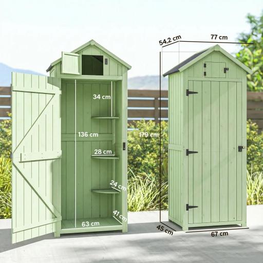 Armario de Jardín de Madera Armario de Almacenamiento Cobertizo de Jardín con Estantes 77x54,2x179 cm Verde [6]