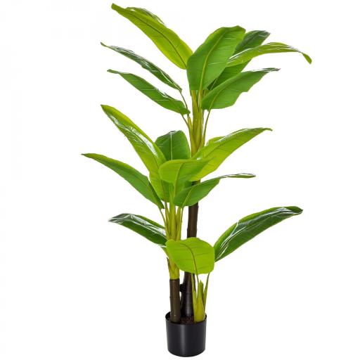 Platanera Artificial 150 cm con Maceta y 18 Hojas Planta Artificial para Decoración de Hogar Terraza Jardín Salón Verde [4]