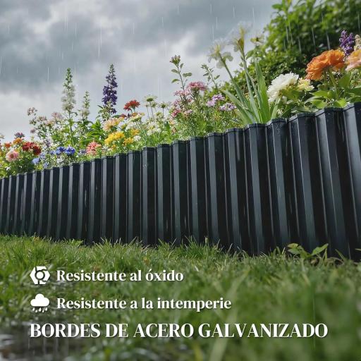 Valla de Jardín Metálica 650x20 cm de Acero Galvanizado Resistente para Huerto Patio Terraza Césped Gris Oscuro [2]